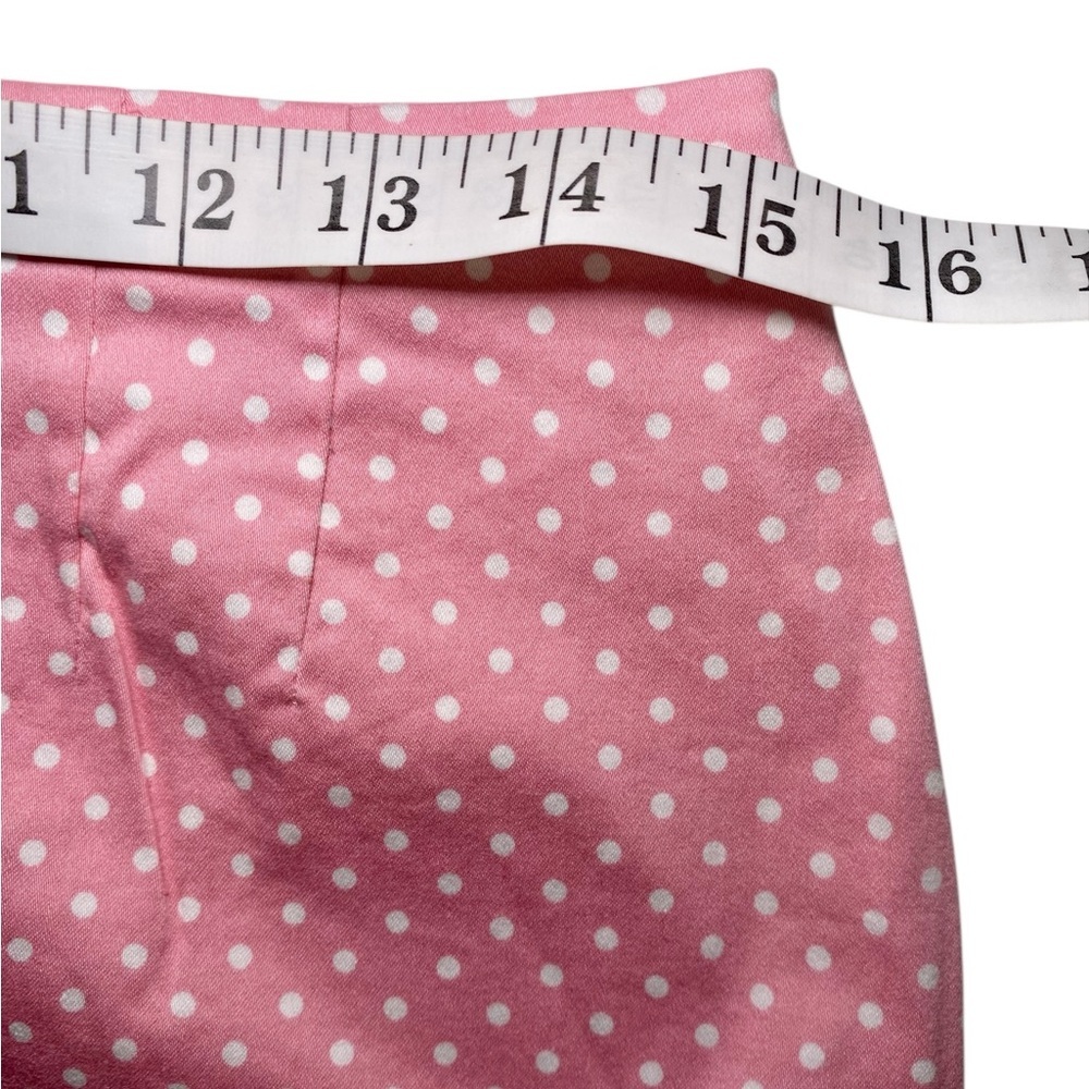 Retro Pink & White Polka Dot High-Waisted Pencil Skirt | Y2K Barbiecore Pin-Up - Picture 8 of 15